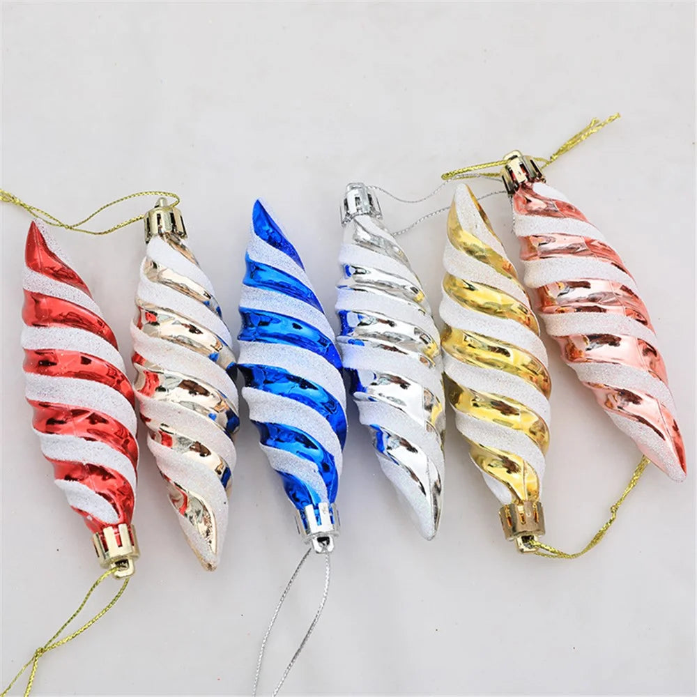 6Pcs Spiral Spike Shape Ornament Xmas Holiday Party Decoration Photography Prop - Silver - 5