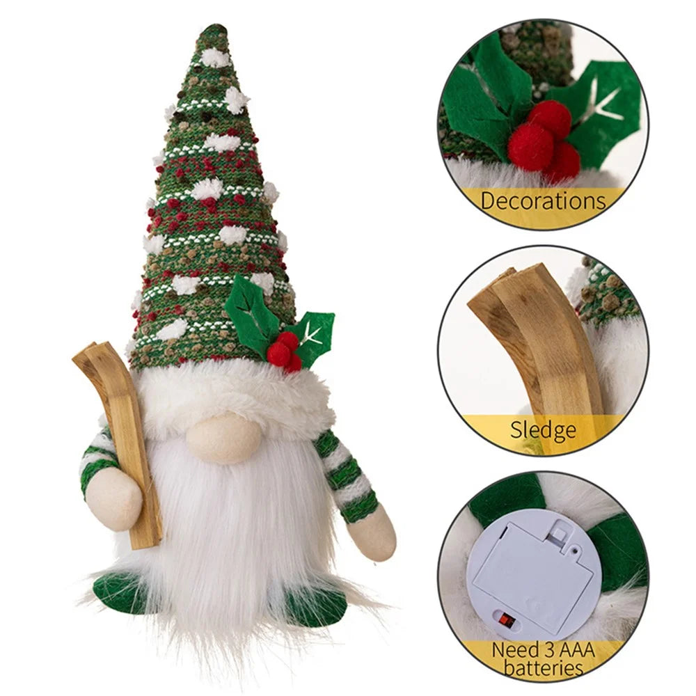 Cloth+PVC Snow Christmas Toy LED Light Stuffed Rudolph Toddlers Xmas Holiday Gift - Green - 3