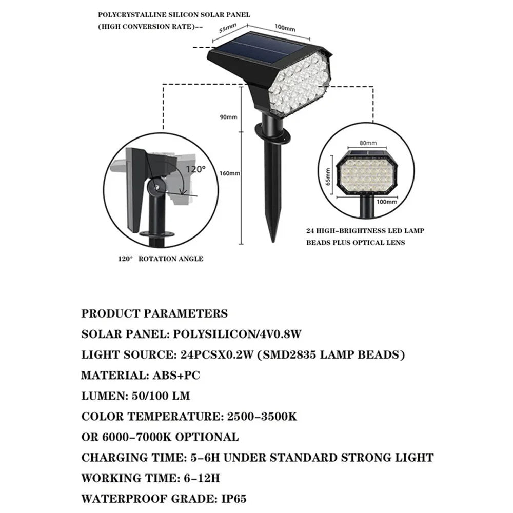 YH0528 1Pc IP65 Solar Powered Outdoor Landscape Light Lawn Ground Lamp - 7