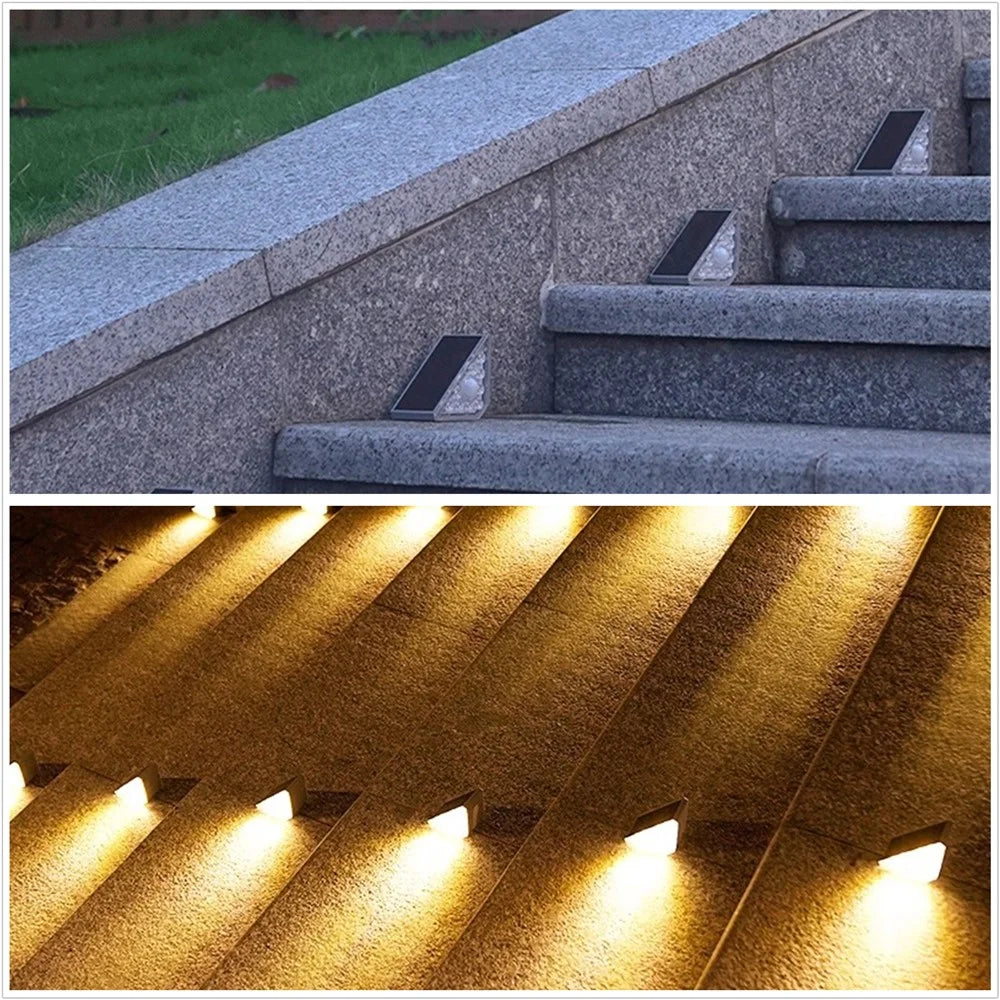 2Pcs Solar Step Lights for Outside Warm Solar Stair Lights Long-lasting Brightness Enhanced Battery - 7