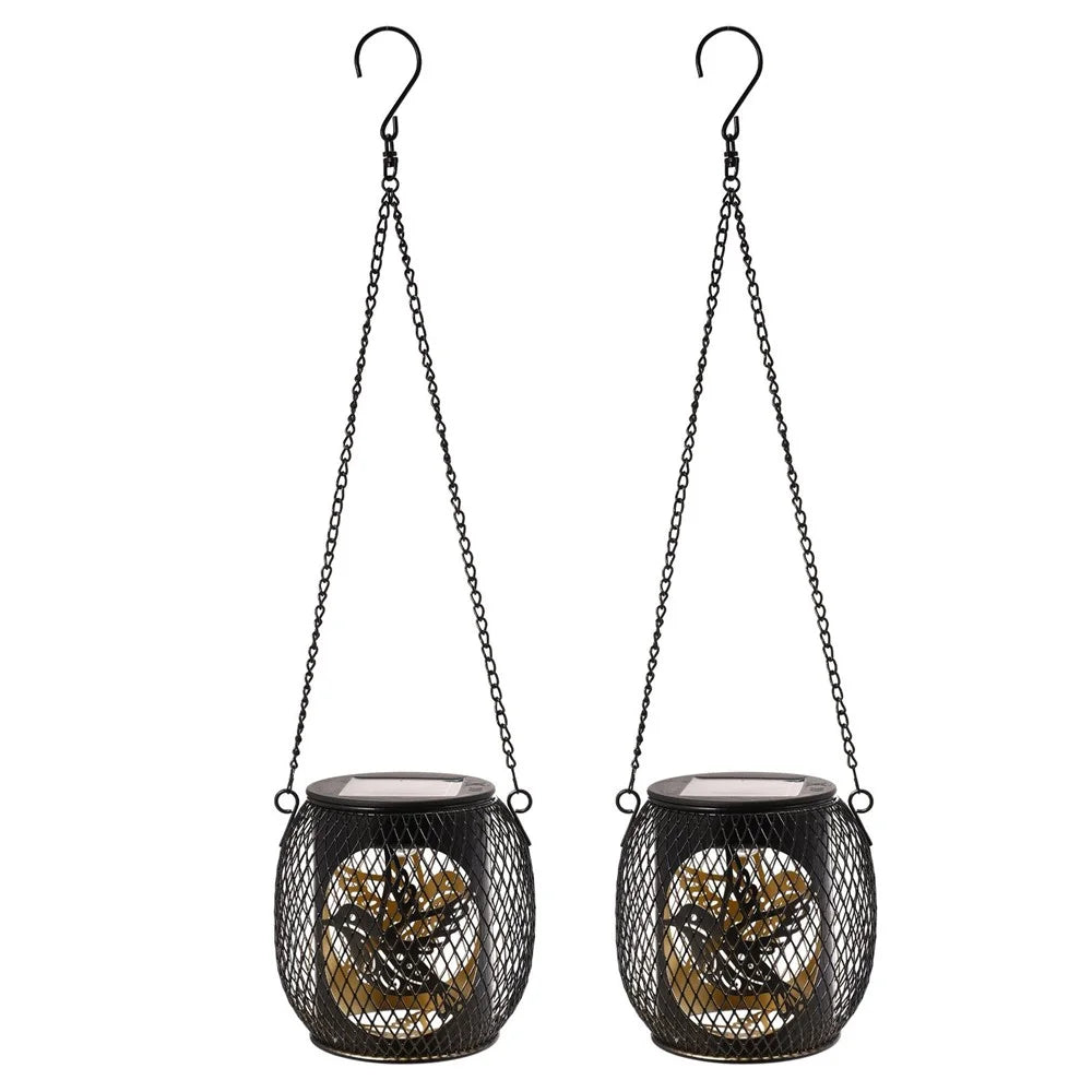 TY-HD01 2PCS Garden Solar LED Lights Hollow-Out Lamps Hanging Projection Iron Lights - Bird - 2