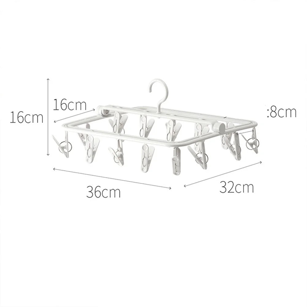 YM-6171 100PCS Laundry Hanger Drying Rack Foldable Clip Hanger for Drying Towels Bras Baby Clothes Underwears - 6