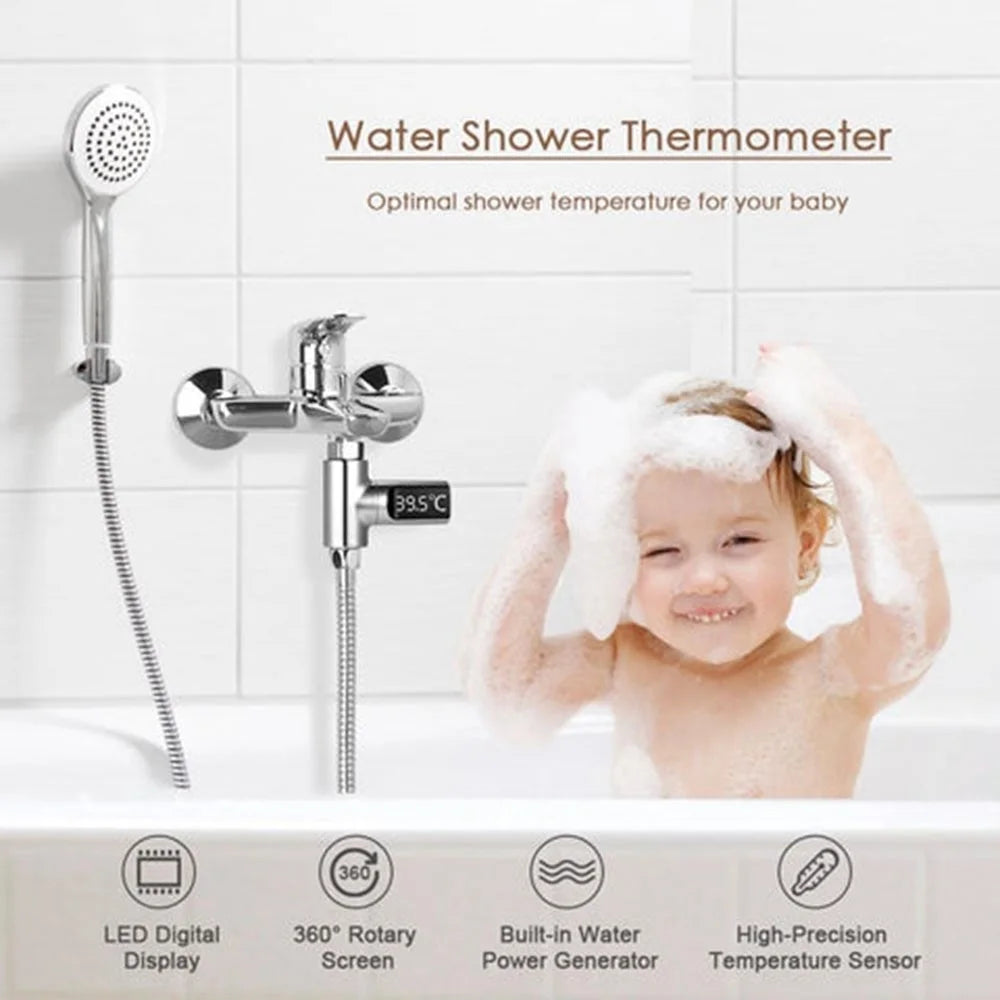 Faucet Shower Thermometer Baby Bath Water Temperature Monitor 360 Degree Rotate Fahrenheit/Celsius Thermometer - 4