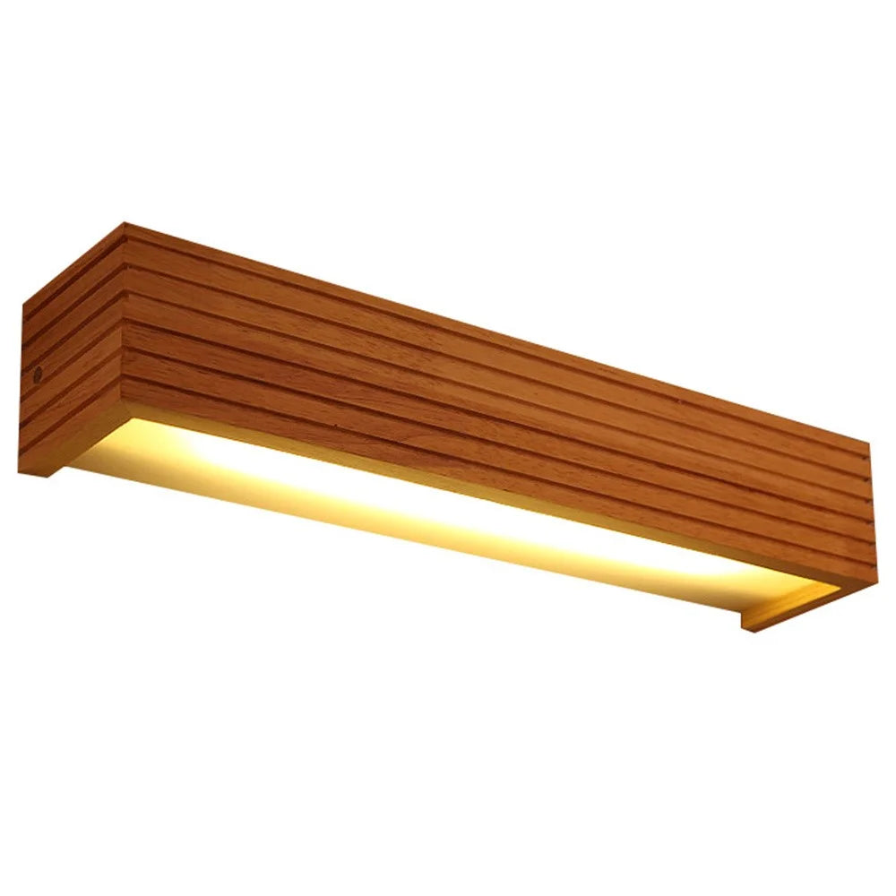 55cm LED Solid Wood Wall Light Bedroom Bedside Bathroom Corridor Wall Lamp, Warm Light - 1