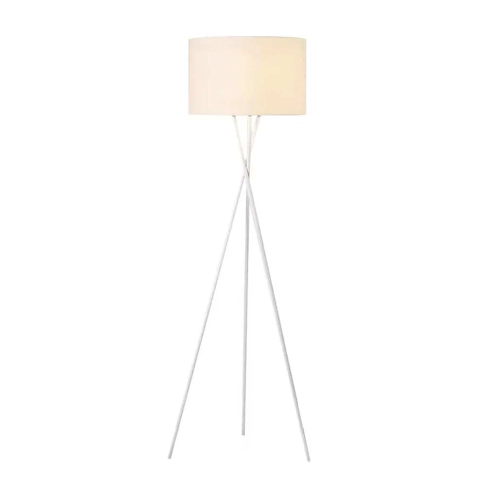 220V Tripod Floor Lamp Modern Standing Light with Fabric Shade for Living Room / Bedroom Reading Lamp (EU Plug) - White - 2