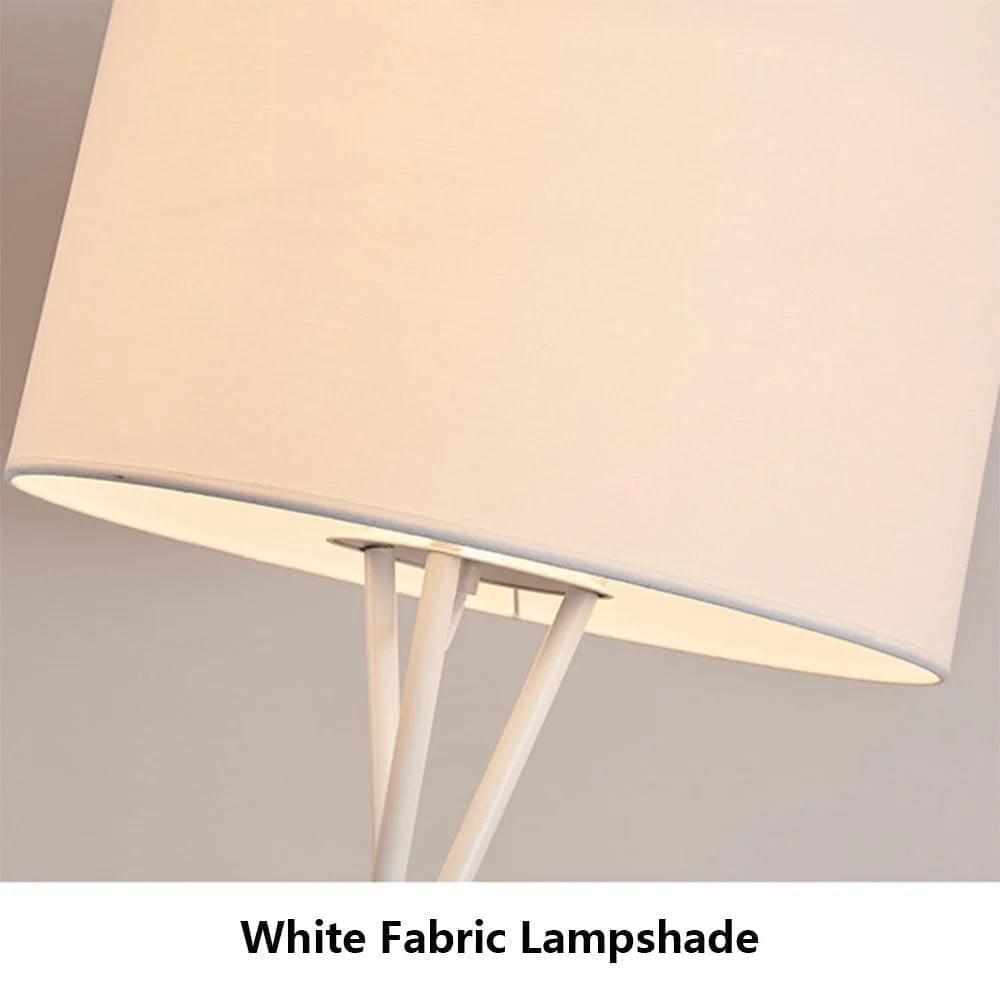 220V Tripod Floor Lamp Modern Standing Light with Fabric Shade for Living Room / Bedroom Reading Lamp (EU Plug) - White - 5