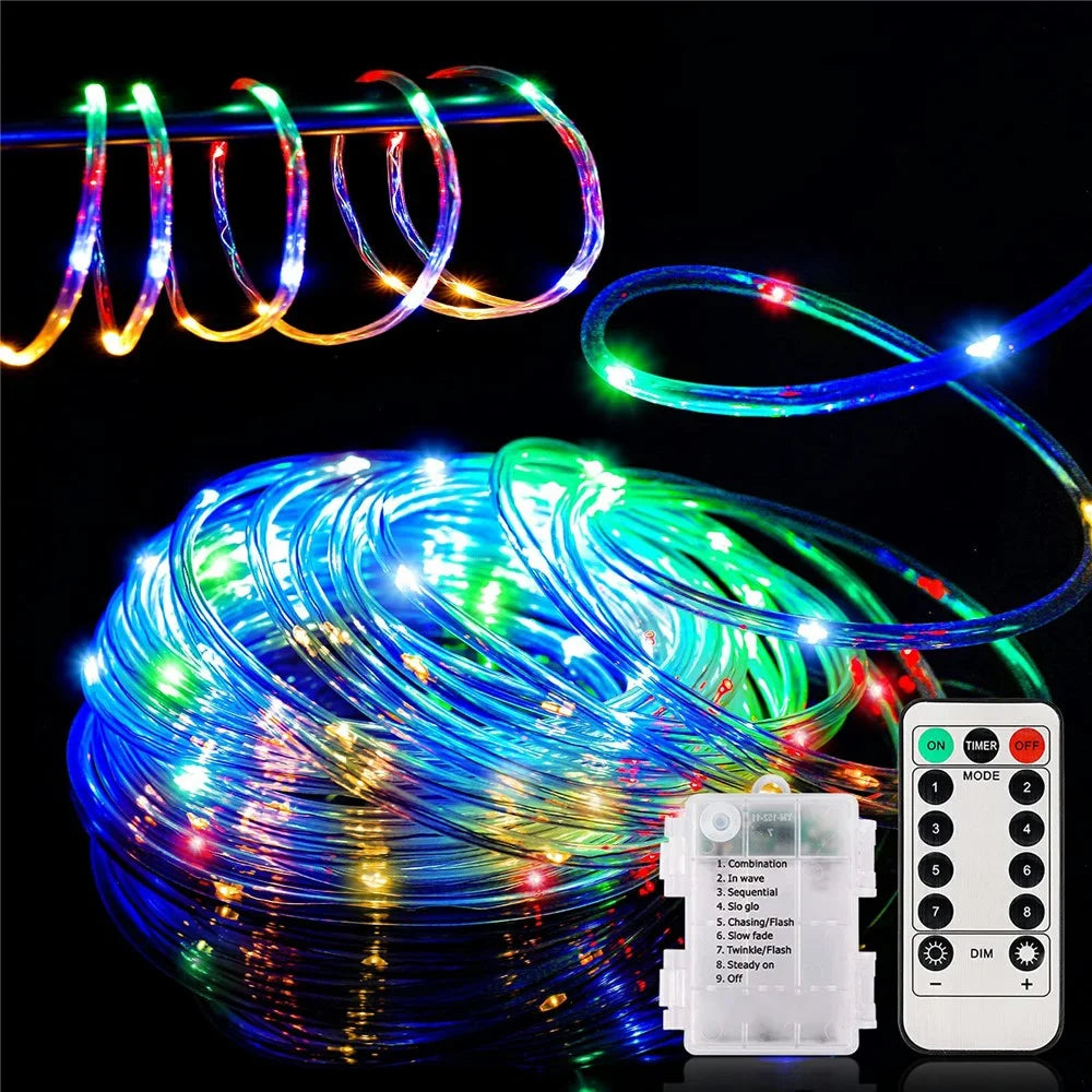 12m 100 LED Remote Control PVC Copper Wire LED String Light with Empty Battery Box Garden Decoration - Warm Color - 6