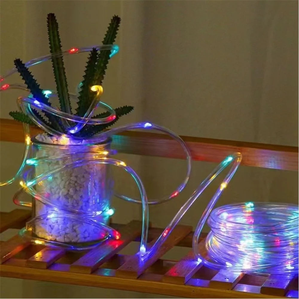 12m 100 LED Remote Control PVC Copper Wire LED String Light with Empty Battery Box Garden Decoration - Warm Color - 7