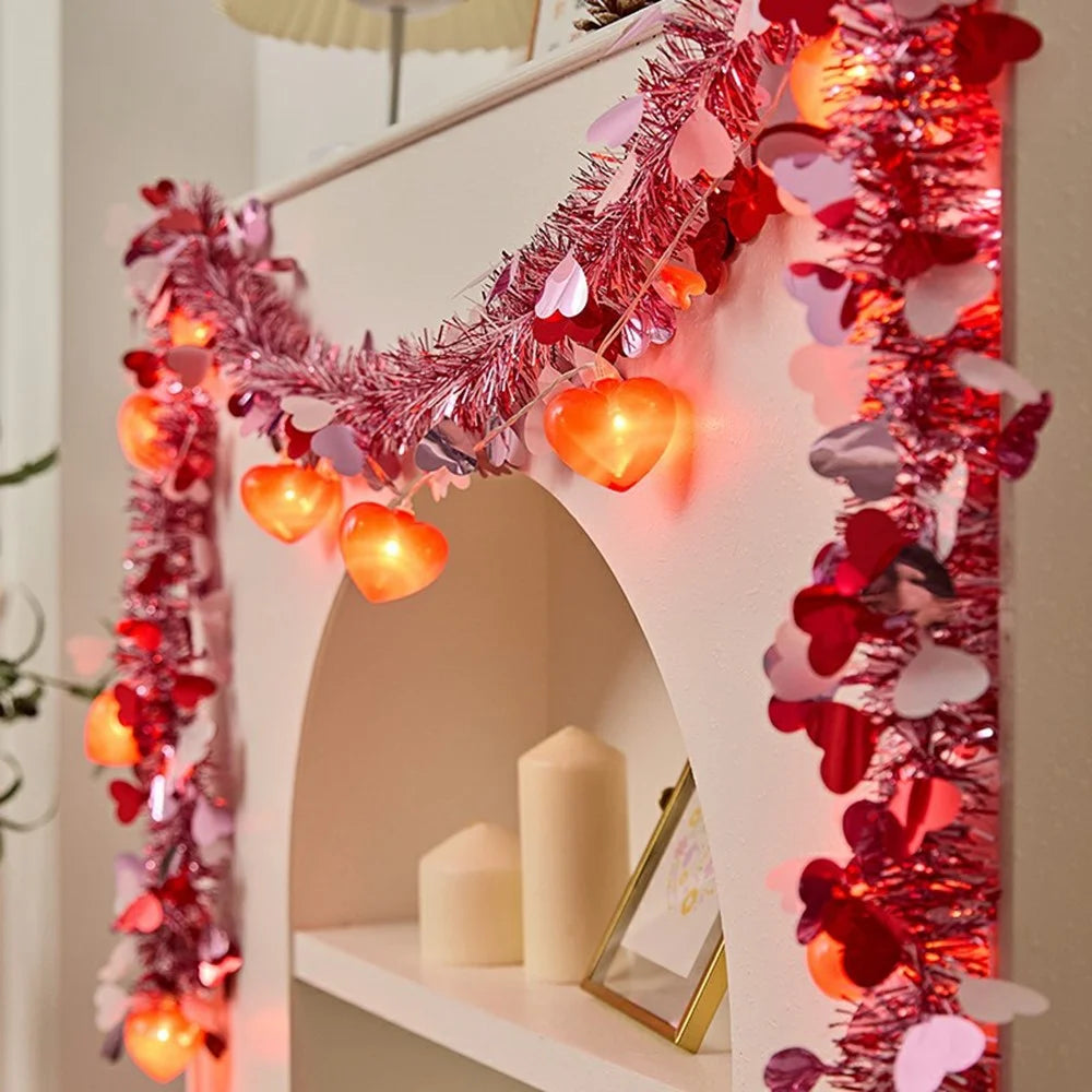 4m 20 Lights Romantic Ribbon String Light for Christmas Party Battery Operated Ambient Lamp - Heart - 2