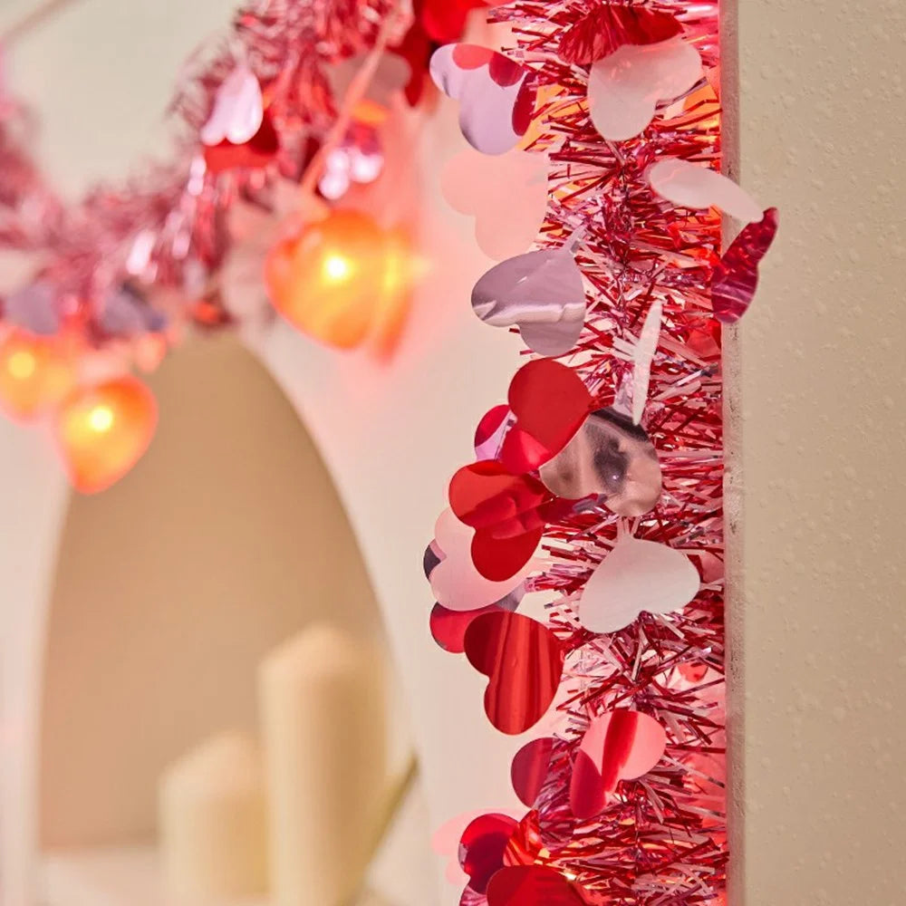 4m 20 Lights Romantic Ribbon String Light for Christmas Party Battery Operated Ambient Lamp - Heart - 3
