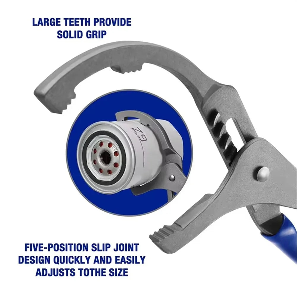 12 Inch Adjustable Oil Filter Wrench High Carbon Steel 5 Position 63.5-95mm Pliers Tool for Car Truck - 3