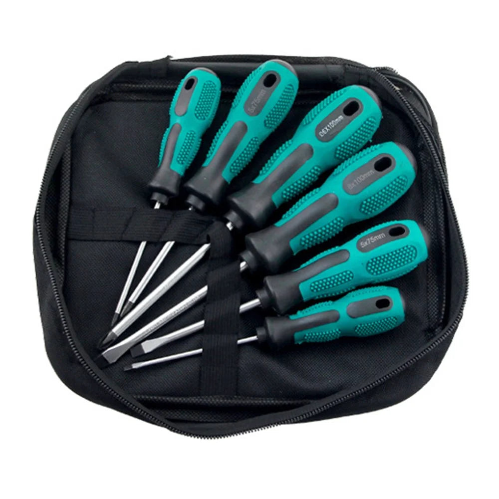 6 PCS Screwdriver Set Two Tone Rubber Handle Magnetic Phillips / Flathead Multi-Function Repair Tool - 1