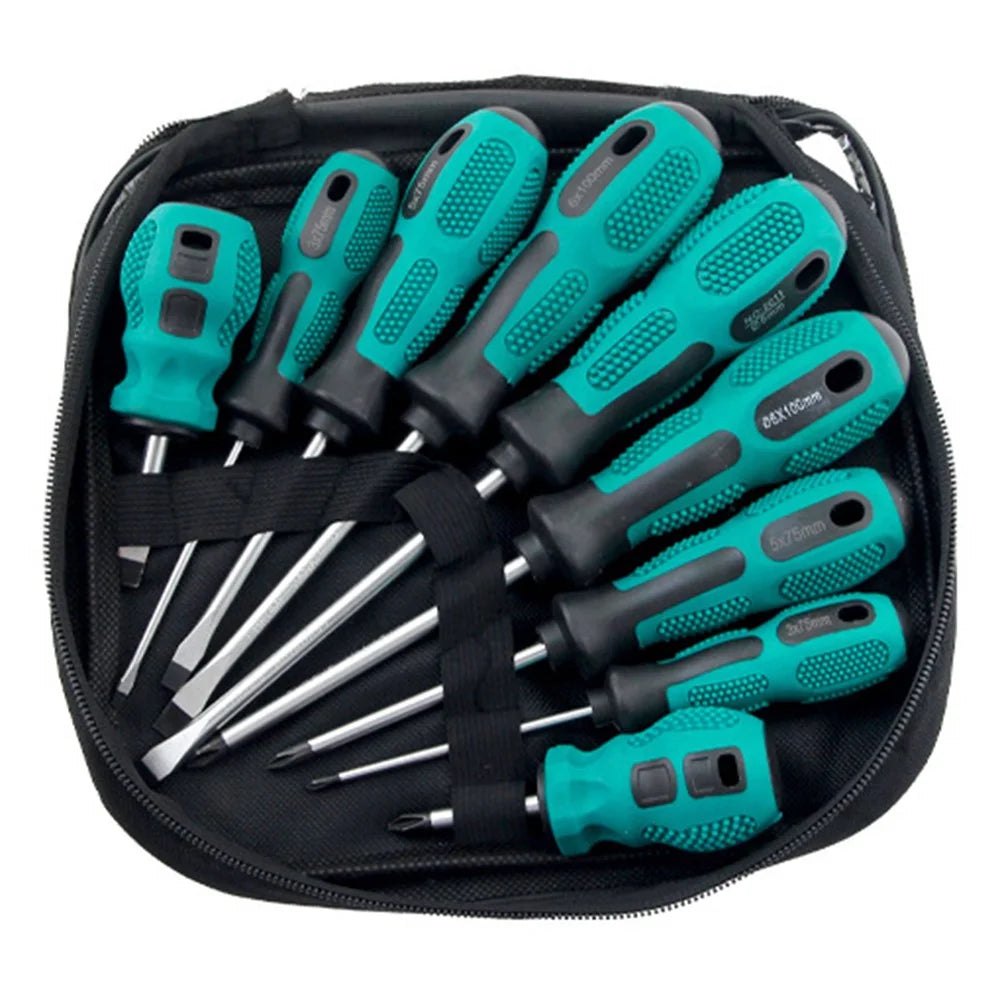 9 PCS Screwdriver Set Two Tone Rubber Handle Magnetic Phillips / Flathead Multi-Function Repair Tool - 1