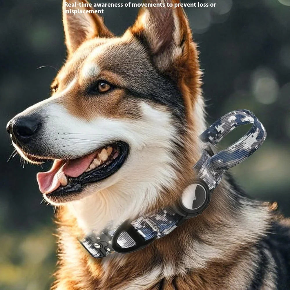 For AirTag Holder Dog Collar Tactical Nylon Adjustable Anti Escape Explosion Proof Pet Collar, Size M - Jungle Camouflage - 2