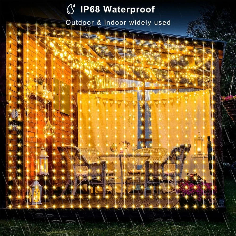 LPX043 3M x 2M 15 Strips LED Curtain String Lights 300 LEDs Smart Bluetooth-Compatible RGB Window Lights / App Control - 3