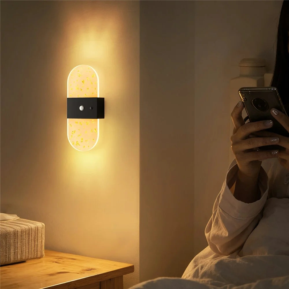 ASW003 / ASW004 Standard Version Magnetic Wall Lamp Motion Sensor Rechargeable Long Strip Bedside Wall Light - Rectangular / White - 7