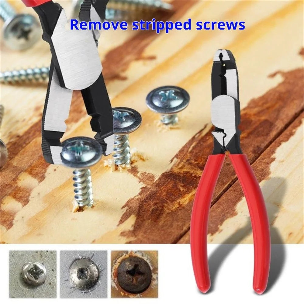 Multifunctional Screw Extractor Pliers High-Hardness Steel Wire Stripper with Anti-Slip Handle for Rusty Stripped Screws - RL-9226A / Black - 7