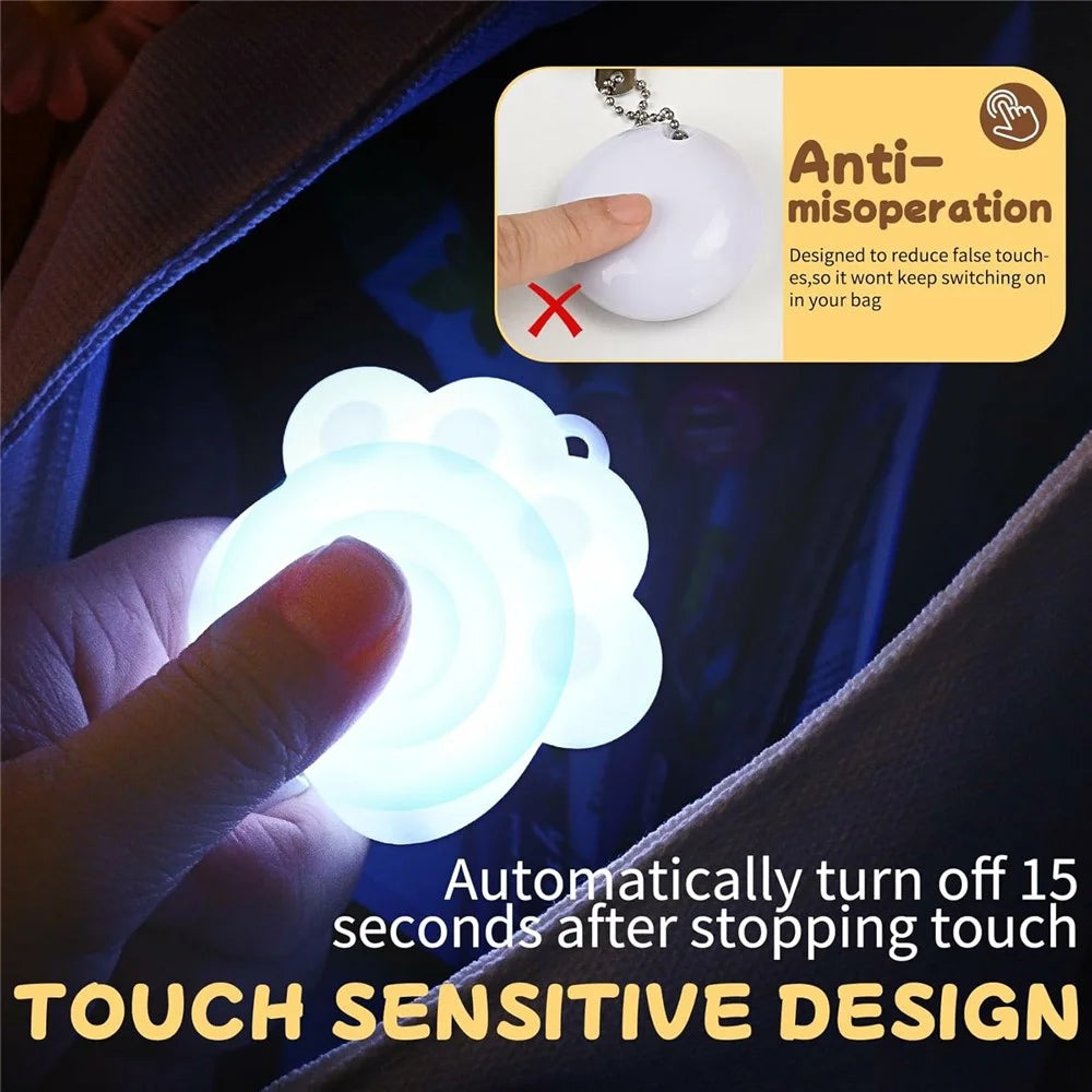 LED Touch Sensor Keychain Light USB-C Rechargeable Purse Handbag Light for Finding Items - Paw / White - 3