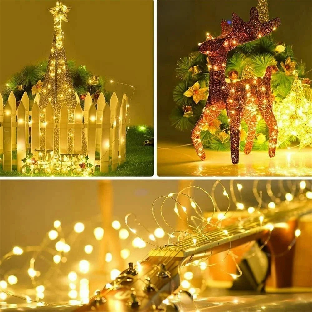 20m 200-LED USB Powered Copper Wire String Lights Remote Control 8 Modes Timer Fairy Lamp for Christmas Party Home Decoration - Warm White - 5