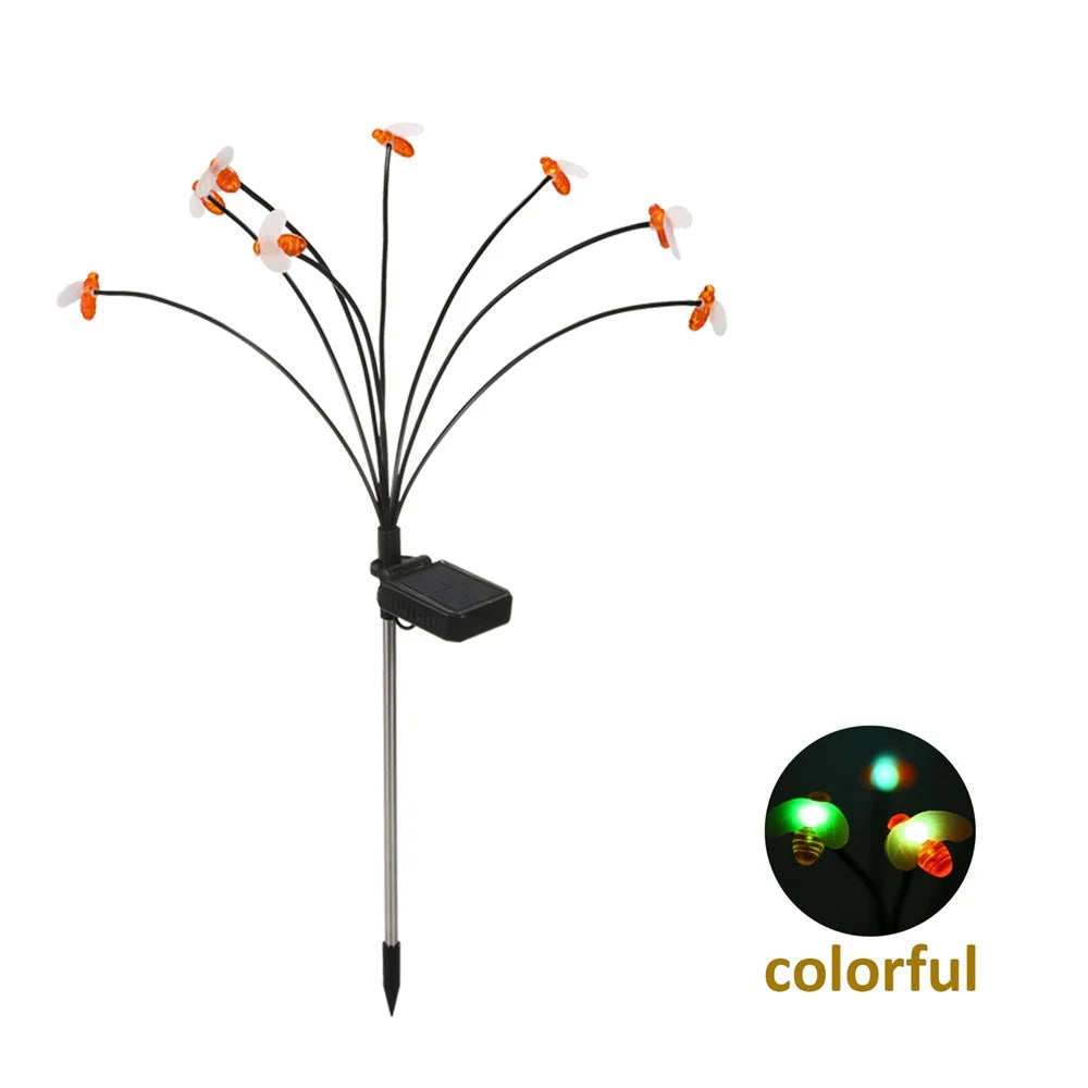 2Pcs Outdoor Solar Power Gardening Light Bee Style Water Resistant Garden Lawn Lamp - 2
