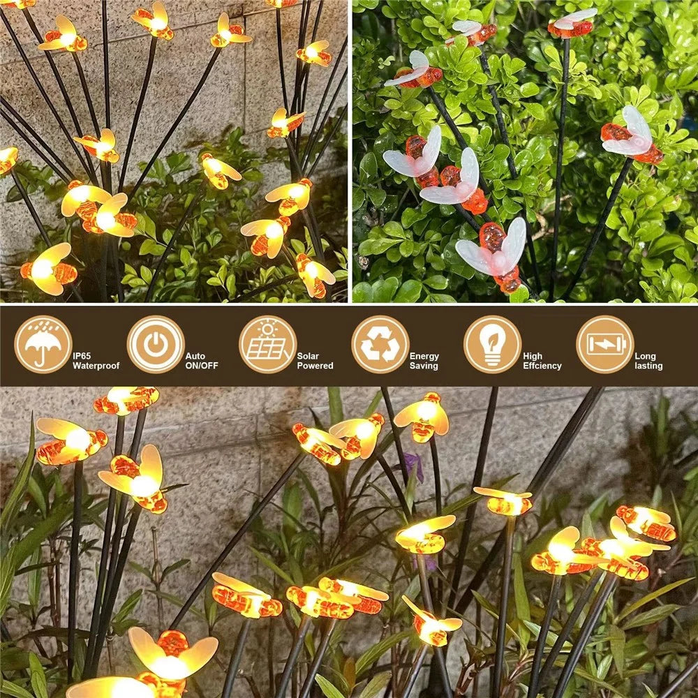 Solar Bee Firefly Light Outdoor Waterproof 8-LED Lamp Garden Decorative Light Yard Patio Pathway Decoration - 7