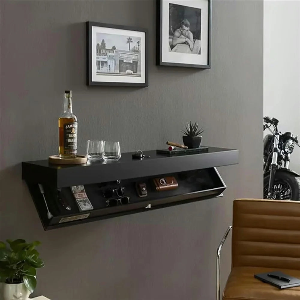 Wall Mount Floating Shelf Hidden Storage Box Secret Compartment Organizer for Home Office - Wood Color - 5