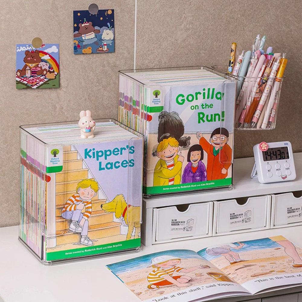 Clear Children's Book Organizer Desktop Bookshelf Storage Box For Picture Books / Desk Organization - 2