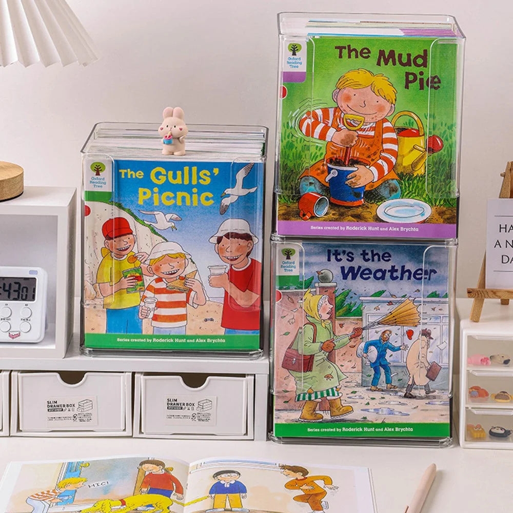 Clear Children's Book Organizer Desktop Bookshelf Storage Box For Picture Books / Desk Organization - 3