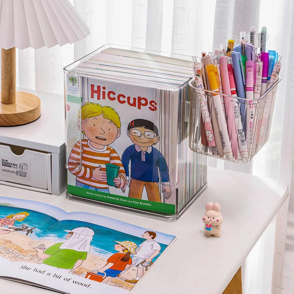 Clear Children's Book Organizer Desktop Bookshelf Storage Box For Picture Books / Desk Organization - 7