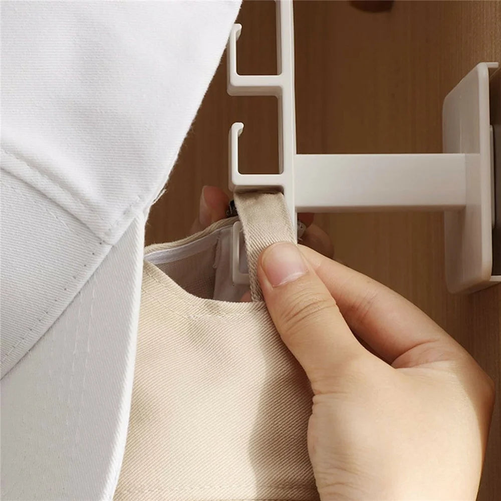 6 Hooks Adhesive L Shape Hanger Plastic Storage Rack for Cabinet No Drill Organizer - 7