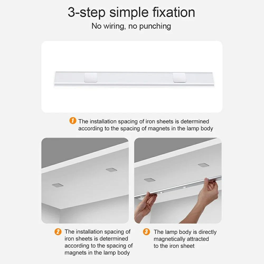 MZ-L1602 80cm Ultra Thin Motion Sensor Light Bar 3 Color Modes Dimmable Night Lamp for Wardrobe / Cabinet / Closet - Black - 2