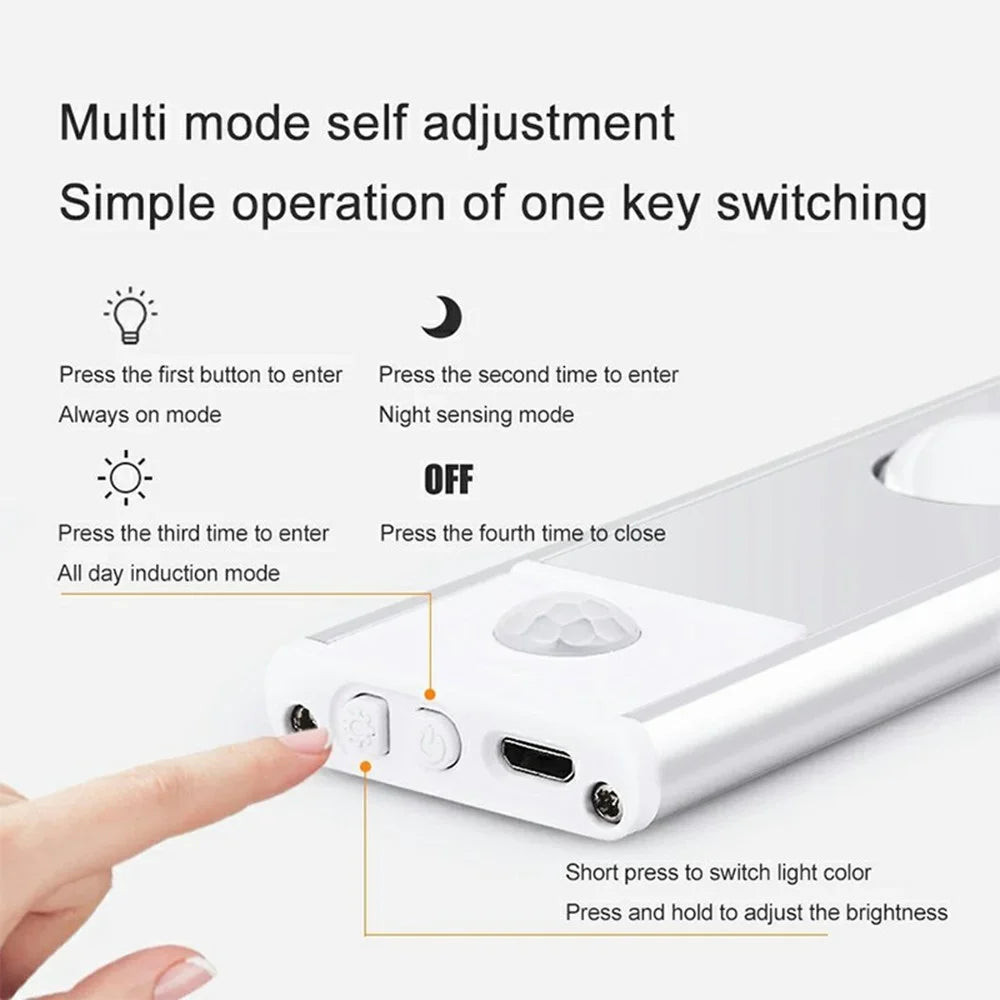 MZ-L1602 80cm Ultra Thin Motion Sensor Light Bar 3 Color Modes Dimmable Night Lamp for Wardrobe / Cabinet / Closet - Black - 3