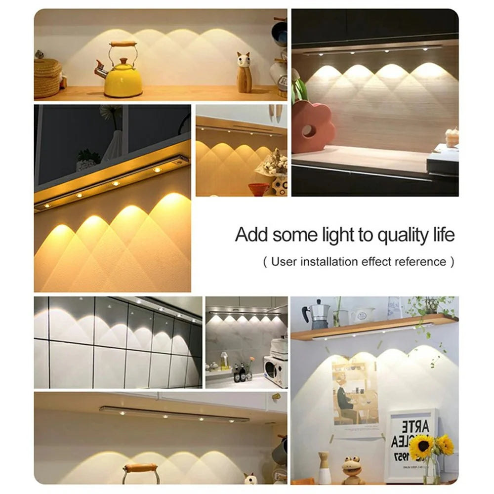 MZ-L1602 80cm Ultra Thin Motion Sensor Light Bar 3 Color Modes Dimmable Night Lamp for Wardrobe / Cabinet / Closet - Black - 4