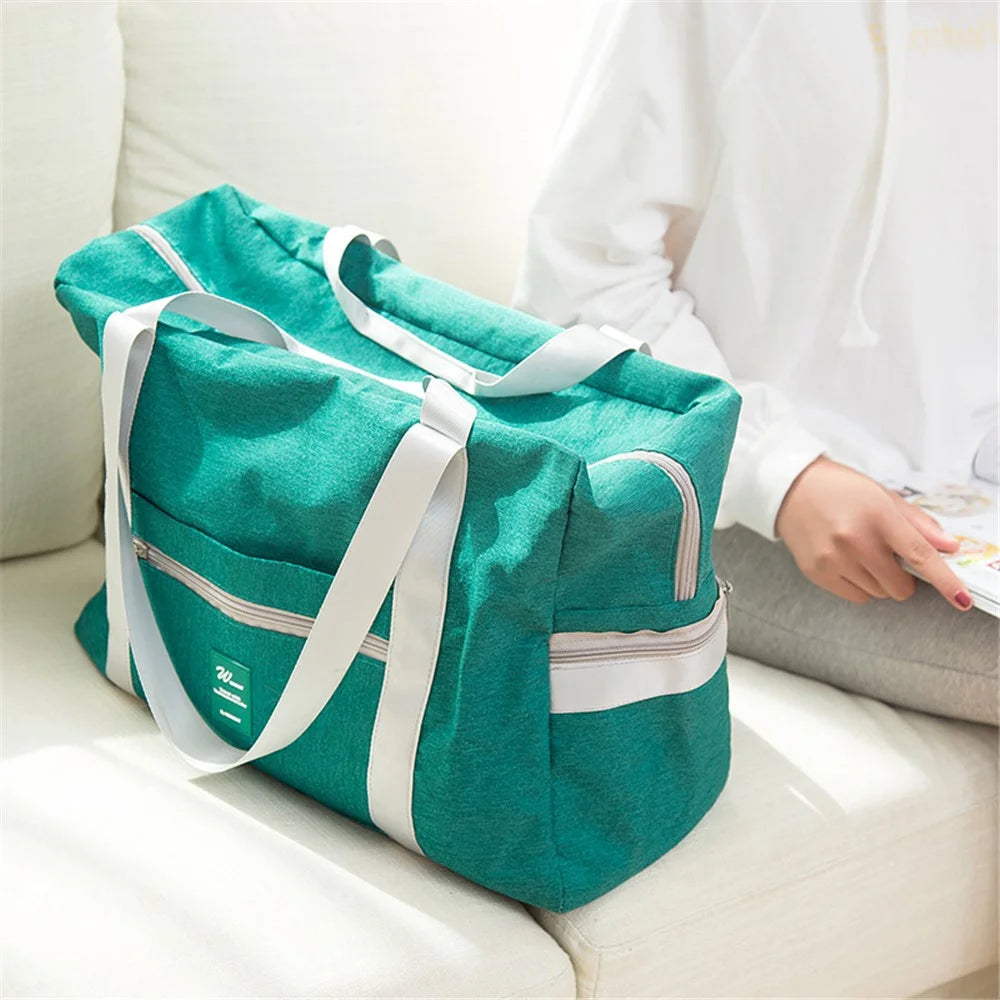 WEEKEIGHT Portable Folding Travel Storage Bag Large Capacity Tote Luggage Sports Duffle for Suitcase - Watermelon Red - 5