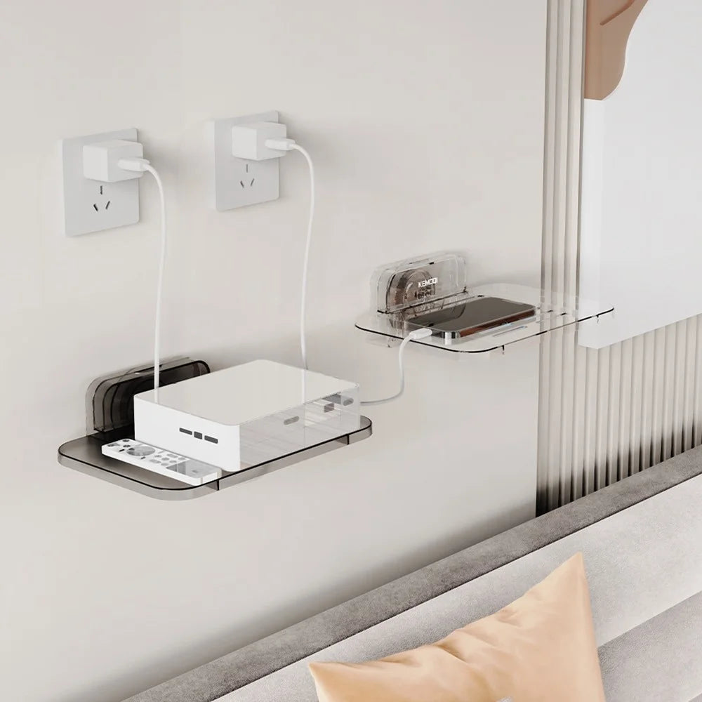 KEMOQI Suction Cup Router Storage Rack Wall-Mounted Organizer Bracket Stable Router Shelf For Home - Grey - 5