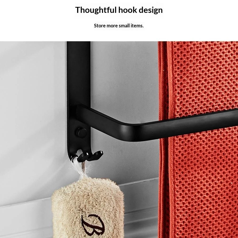50cm 3-Tiers Towel Bars Wall Mounted Space Aluminum Towel Rail Rack for Bathroom - Black - 7