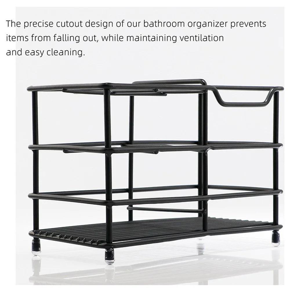 15.03 x 6.2 x 10.2cm 6 Grid Stainless Steel Toothbrush Holder Toothpaste Bathroom Organizer Shelf - Black - 3
