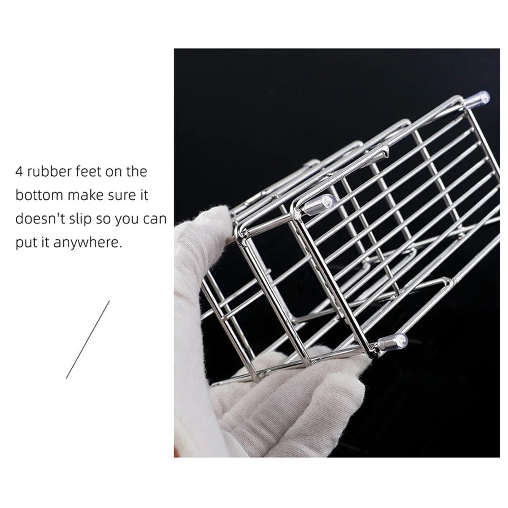 15.03 x 6.2 x 10.2cm 6 Grid Stainless Steel Toothbrush Holder Toothpaste Bathroom Organizer Shelf - Black - 4