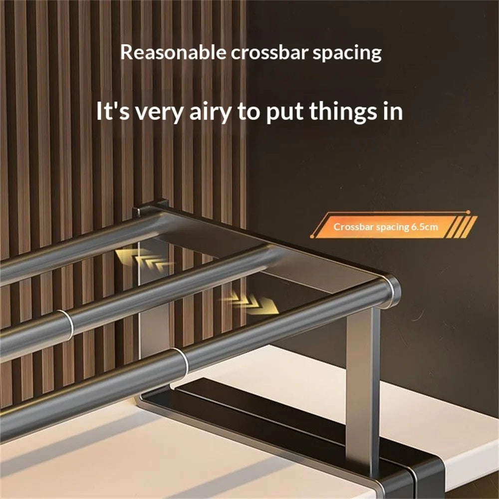 Large Size 30-50cm Extendable Bathroom Storage Rack Carbon Steel Under Cabinet Organizer Telescopic Shelf - Black - 7