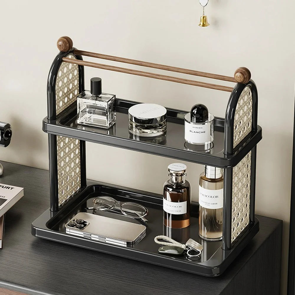 2 Layer Cup Holder Rack Desktop Organizer Water Glasses Storage Shelf for Kitchen Bathroom Mugs Glasses - White - 6