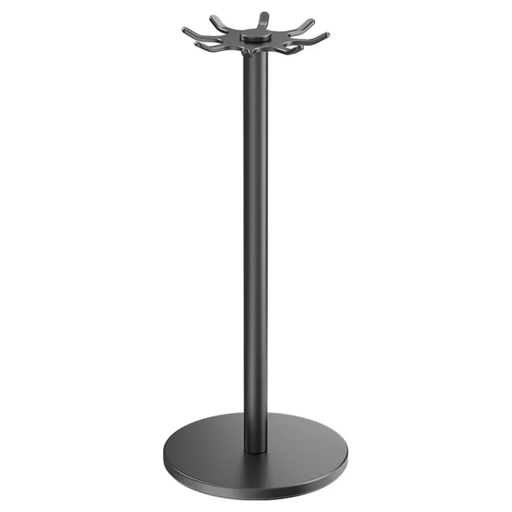 360 Degree Rotating Kitchen Utensil Holder Rack 8-Hook Carbon Steel Organizer Stand for Countertop Storage - Grey Black - 2