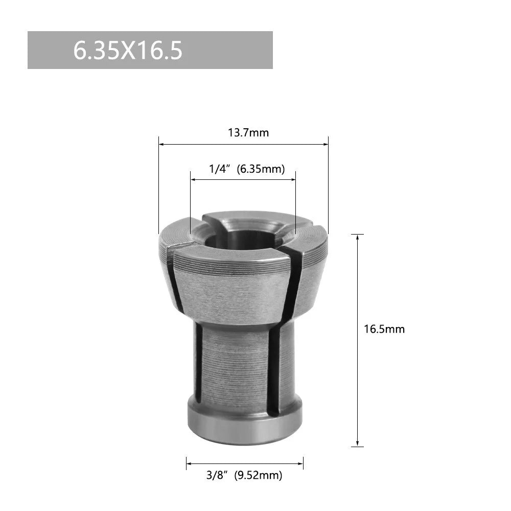 6PCS M17 Nut + 6mm / 6.35mm / 8mm / 9.5mm / 10mm M17 Nut Bit Head Collet Adapter for Engraving Trimming Machine Tool - 7