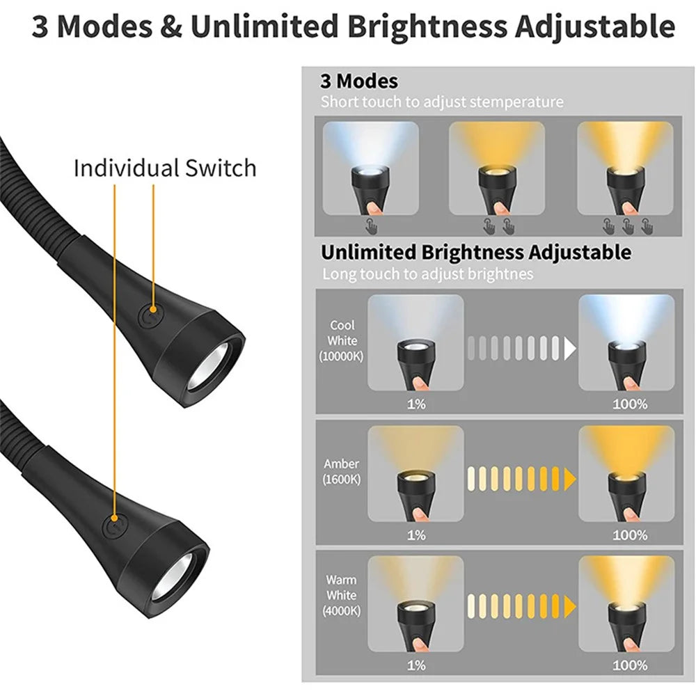 ST-8033 Dimmable LED Neck Reading Light Hands-free Neck Hanging Book Lamp - Black - 2