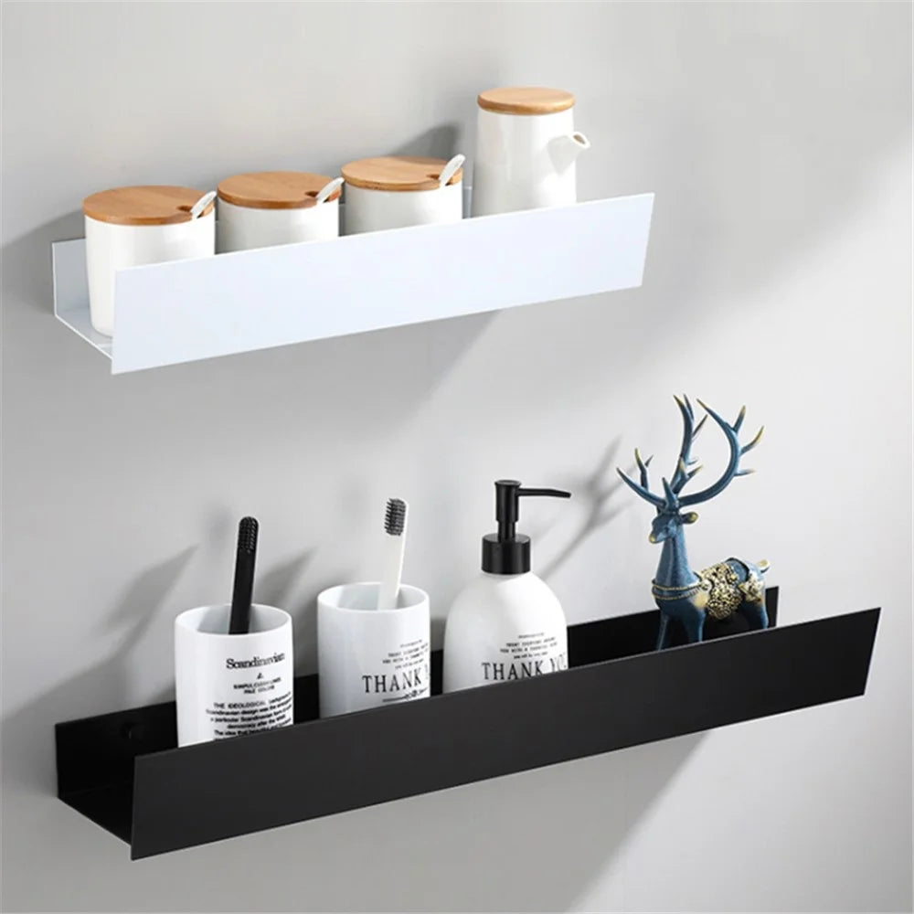 5304 30cm Bathroom Kitchen Storage Shelf Aluminum Wall Mounted Storage Rack - Black - 2