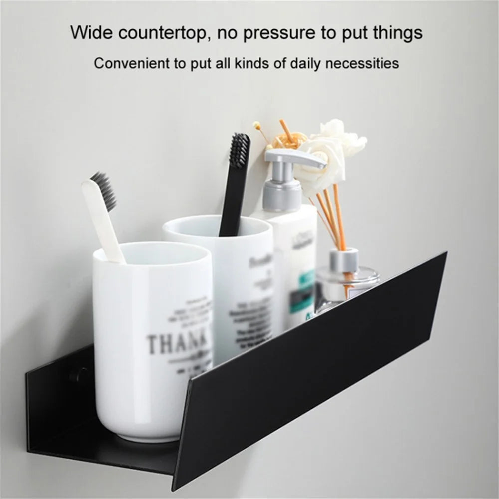 5304 30cm Bathroom Kitchen Storage Shelf Aluminum Wall Mounted Storage Rack - Black - 4