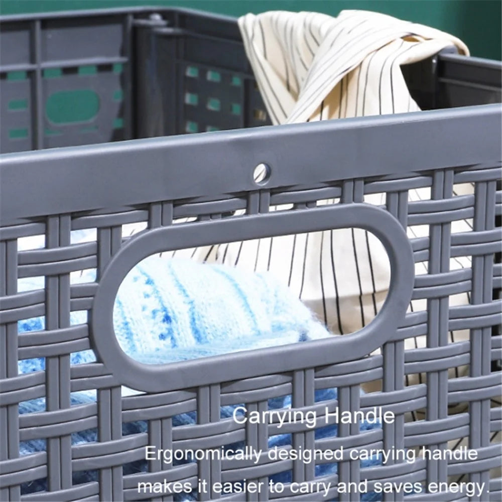 Size L Foldable PP Laundry Basket Clothes Hamper Storage Holder for Home Bathroom - Grey - 7