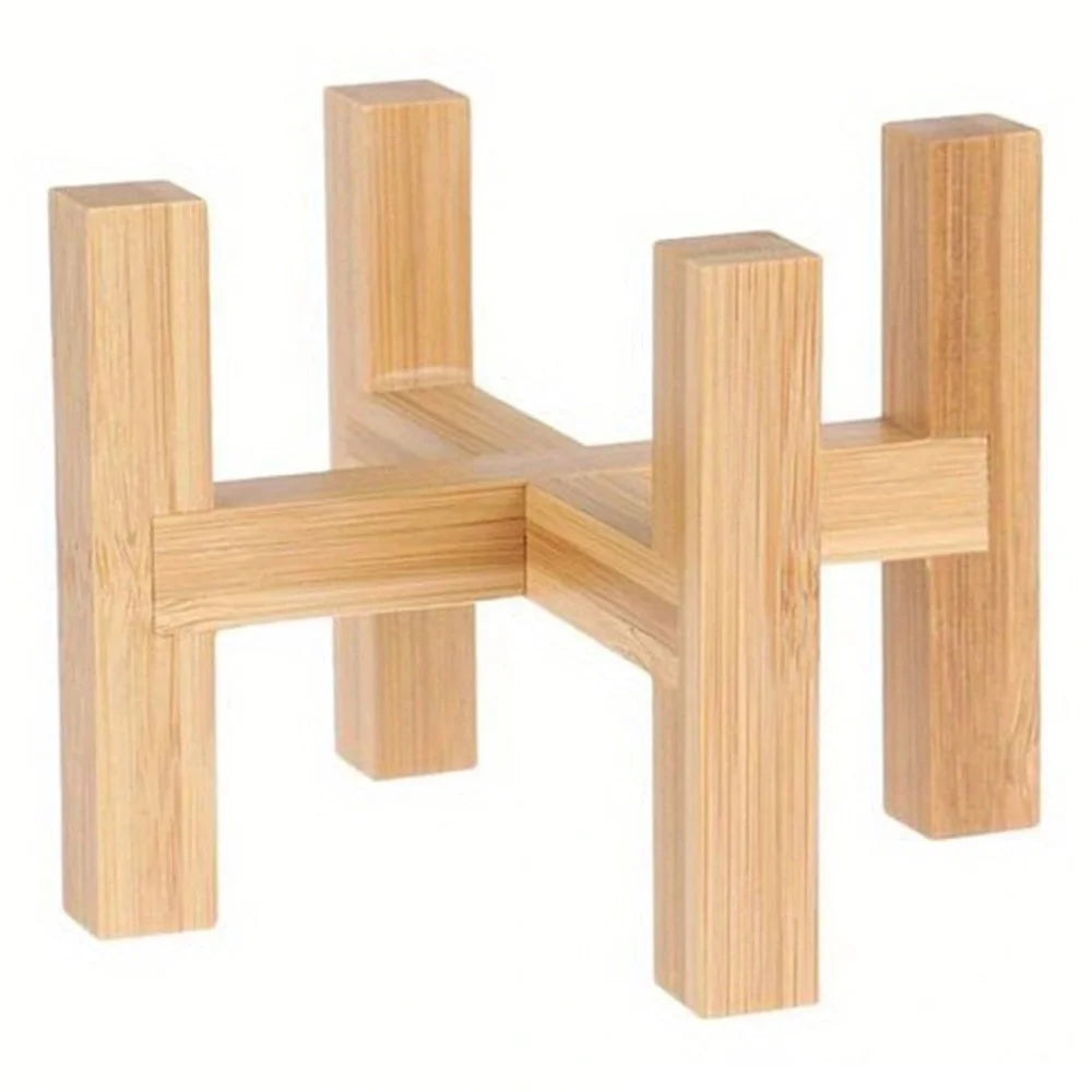 JJTZ Mini Bamboo Floor Four Legged Flower Stand Planters Flower Pots Display Potted Rack, Size S - 1