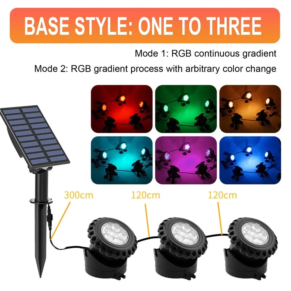 TS-S5405 3 in 1 Solar Underwater Lights IP68 Waterproof Pond Fish Tank Landscape Lamp, Base Type - 3