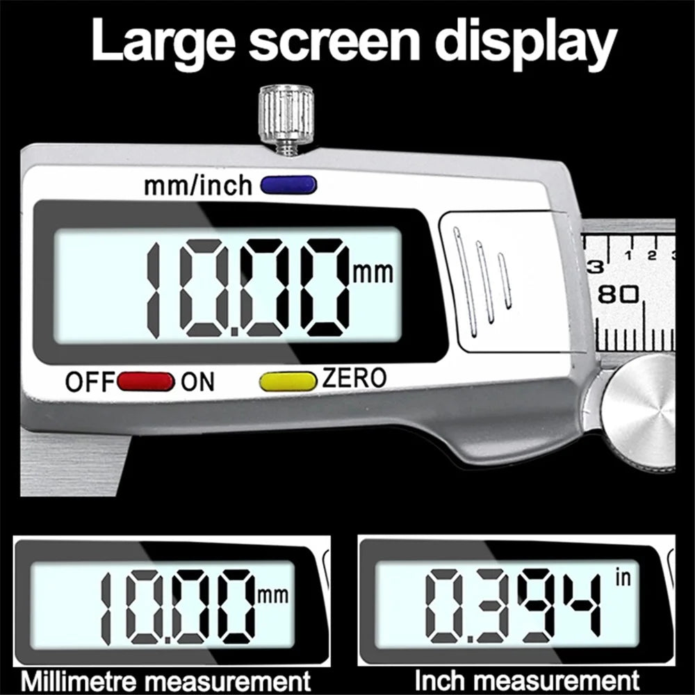 0-150mm Digital Vernier Stainless Steel LCD Display Caliper with Tri-color Button for Length Width Depth Diameter - 4