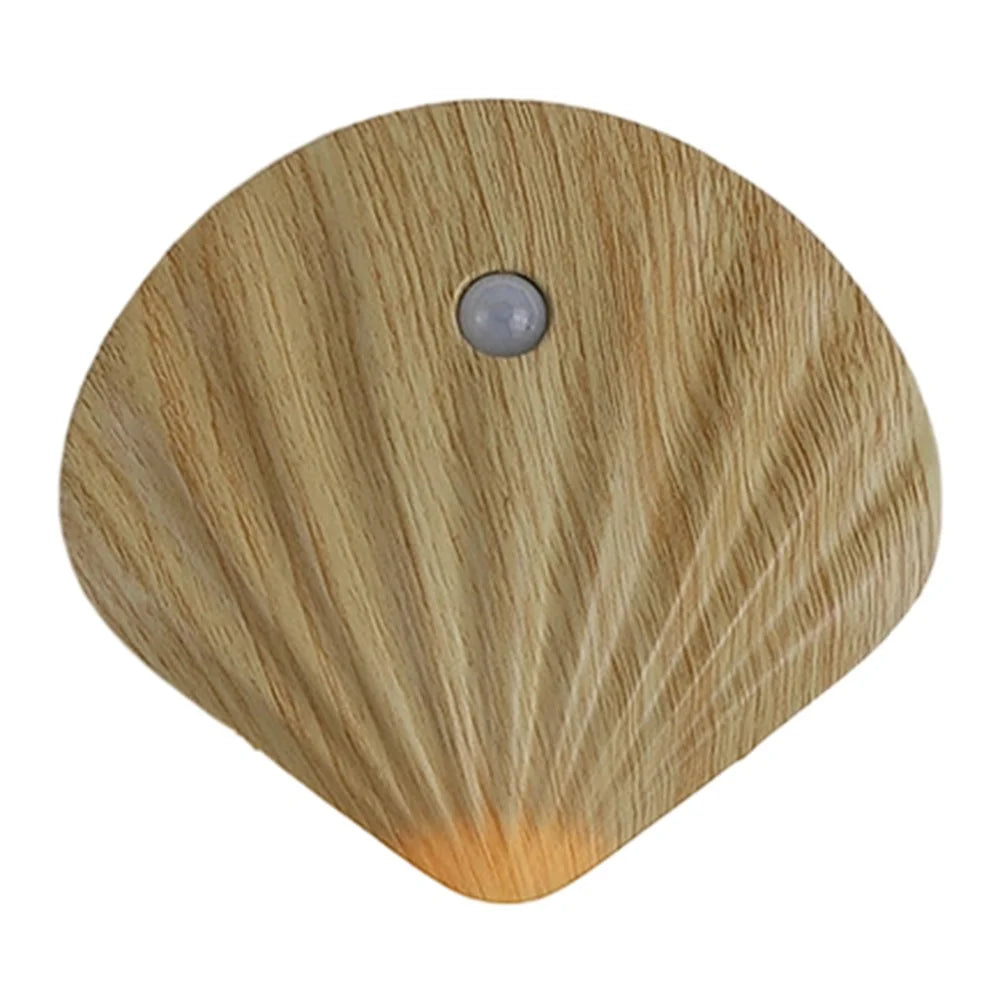 Smart LED Motion Sensor Night Light Rechargeable Magnetic Wireless Cabinet Closet Door Lamp - Warm Light / Natural Wood Grain - 1